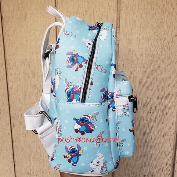 Disney Loungefly Lilo and Stitch Winter Christmas Mini Backpack - Picture 2 of 6